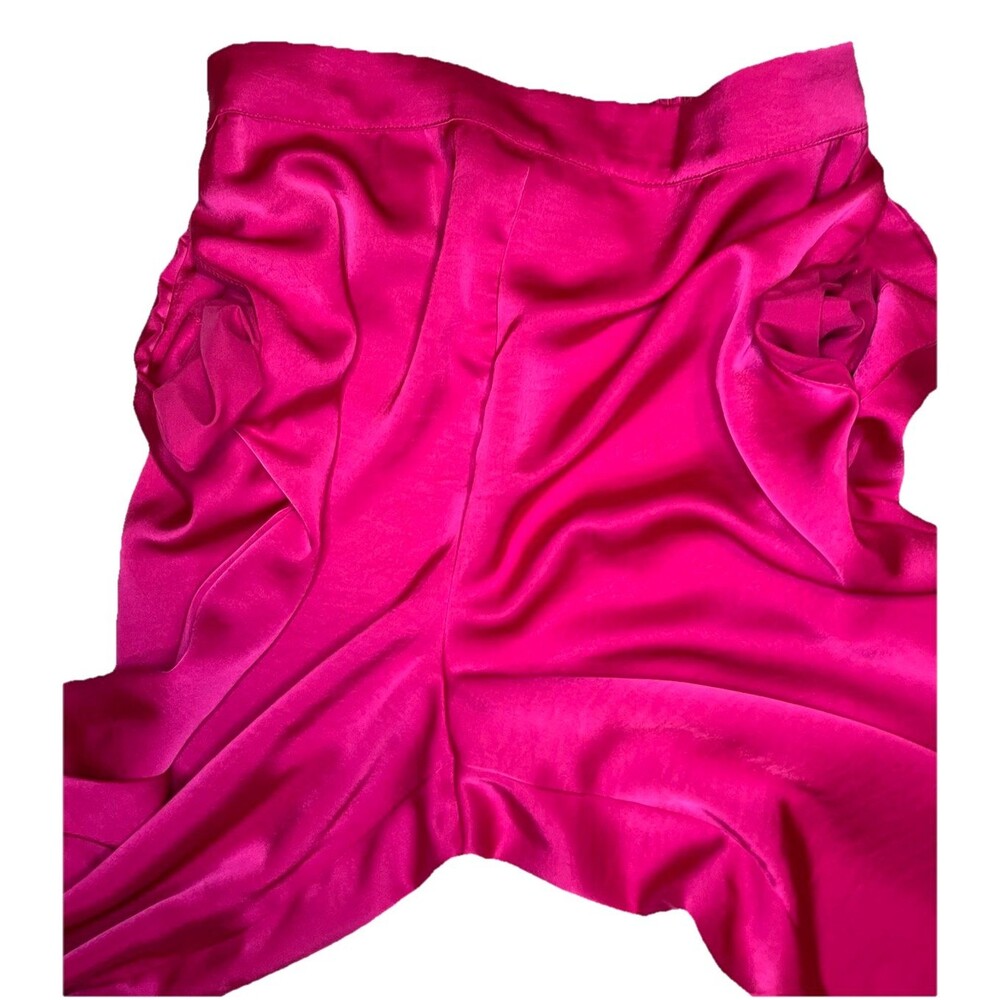 House Of Harlow 1960 Size XL Satin Crop Top Wide Leg Pants Set Hot Pink Stylish - Picture 10 of 16